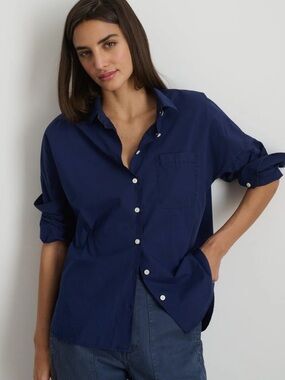 ALEX MILL JO POPLIN BUTTON DOWN SHIRT NAVY SMALL